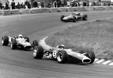 Jim Clark driving his Lotus 49 R3 DFV at the Dutch Grand Prix, Zandvoort, Netherlands, 1967. Creator: Unknown