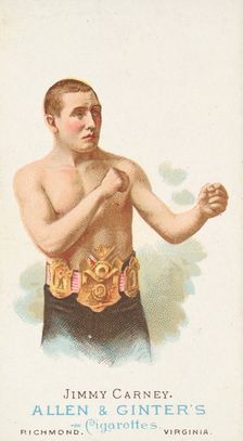 Jimmy Carney, Pugilist, from World's Champions, Series 1 (N28) for Allen & Ginter Cigarettes, 1887. Creator: Allen & Ginter