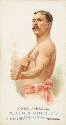Jimmy Carroll, Pugilist, from World's Champions, Series 1 (N28) for Allen & Ginter Cigaret..., 1887. Creator: Allen & Ginter