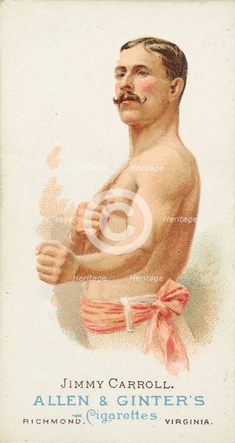 Jimmy Carroll, Pugilist, from World's Champions, Series 1 (N28) for Allen & Ginter Cigaret..., 1887. Creator: Allen & Ginter.
