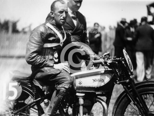 Jimmy Guthrie on Norton motorcycle, Isle of Man Senior TT Race, 1932. Artist: Unknown