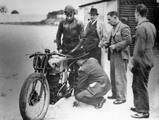 Jimmy Guthrie riding a Norton, (1930s?)