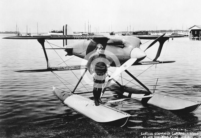 Jimmy Doolittle with Curtiss R3C racer, c1925.  Creator: Unknown.