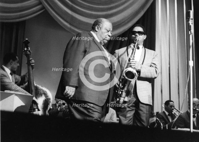 Jimmy Rushing and the Basie Band; with Frank Wess, London, 1963. Creator: Brian Foskett.