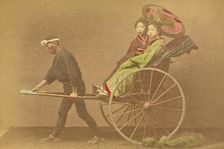 Jinrikisha Carrying Two Japanese Ladies, 1897. Creator: Ogawa Kazumasa