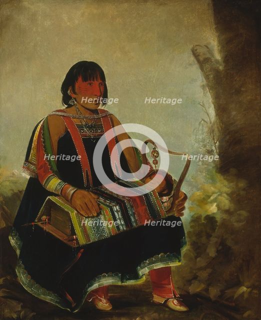 Jú-ah-kís-gaw, Woman With Her Child in a Cradle, 1835. Creator: George Catlin.