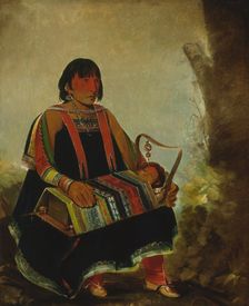 Jú-ah-kís-gaw, Woman With Her Child in a Cradle, 1835. Creator: George Catlin