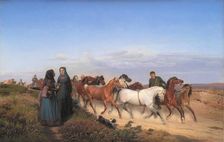 Jutlandic Peasants Bound for Home along with their Horses, 1870. Creator: Jorgen Sonne