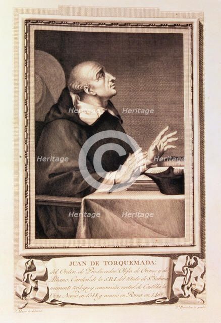 Juan de Torquemada (1388-1468), Grand Inquisitor,engraving of the collection 'Illustrious Men'.