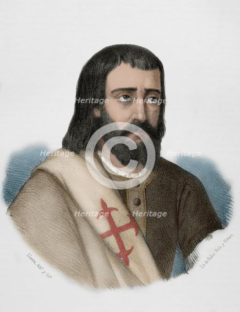 Juan de Carvajal, (d1312), Castilian knight and commander of the Order of Calatrava, 1869.  Creator: Santiago Llanta.