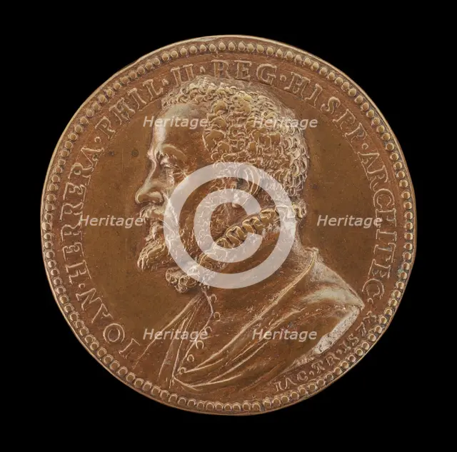 Juan de Herrera, c. 1530-1597, Architect of the Escorial [obverse], 1578. Creator: Jacopo da Trezzo.