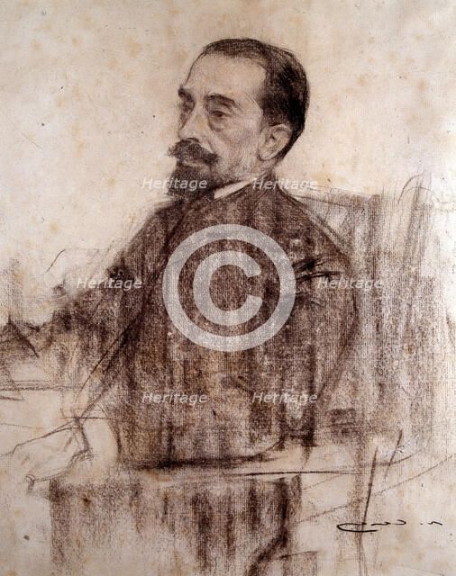 Juan Maragall (1860-1911), Catalan writer, charcoal portrait by Ramon Casas.