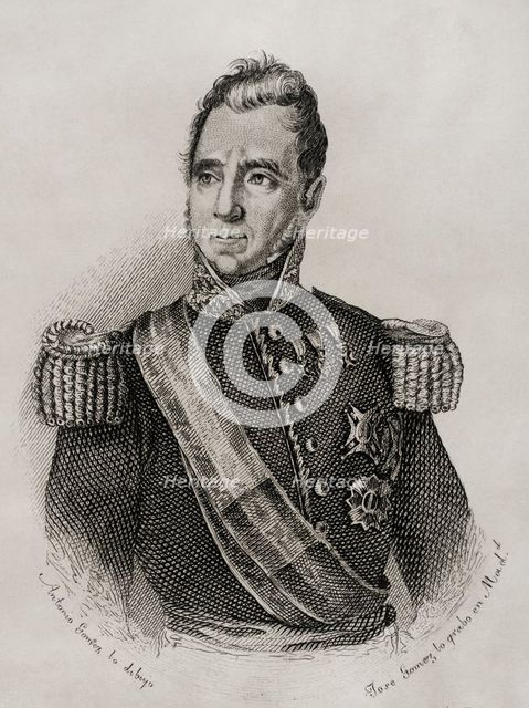 Juan Palarea Blanes, so-called "El Médico" (baptised 1780-1842), Spanish military, 1845.  Creator: Jose Gomez.