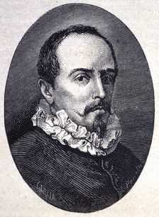 Juan Ruiz de Alarcon y Mendoza (1581-1639), Spanish dramatist, engraving 1878