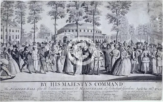 Jubilee Venetian masquerade ball in Ranelagh Gardens, Chelsea, London, 1749. Artist: Nathaniel Parr