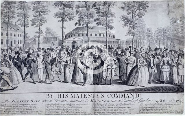 Jubilee Venetian masquerade ball in Ranelagh Gardens, Chelsea, London, 1749. Artist: Nathaniel Parr