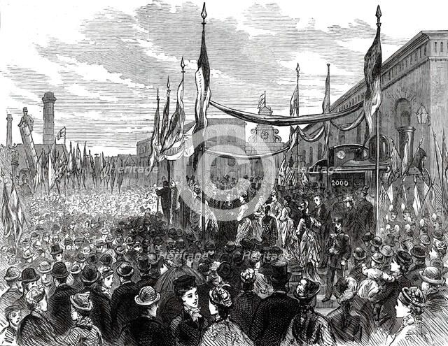 Jubilee of the Railway Locomotive Factory Works at Crewe, 1876. Creator: Unknown.