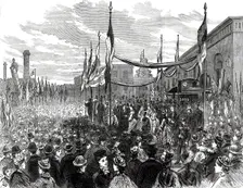 Jubilee of the Railway Locomotive Factory Works at Crewe, 1876. Creator: Unknown
