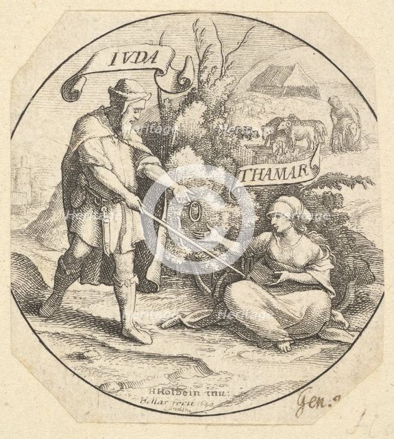Judah and Tamar, 1640. Creator: Wenceslaus Hollar.