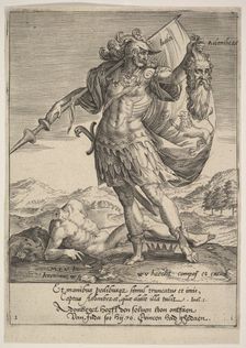 Judah with the Head of Adonibezek, from Willem van Haecht, Tyrannorum proemia, 1578, 1578. Creator: Hieronymous Wierix