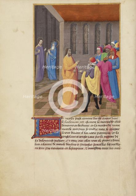 Judas Conspiring with the Jews and Christ Speaking to the Virgin, about 1480-1490. Creators: Master of Guillaume Lambert, Workshop of Master of Guillaume Lambert.