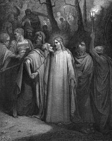 Judas betraying Christ with a kiss, 1866. Artist: Gustave Doré