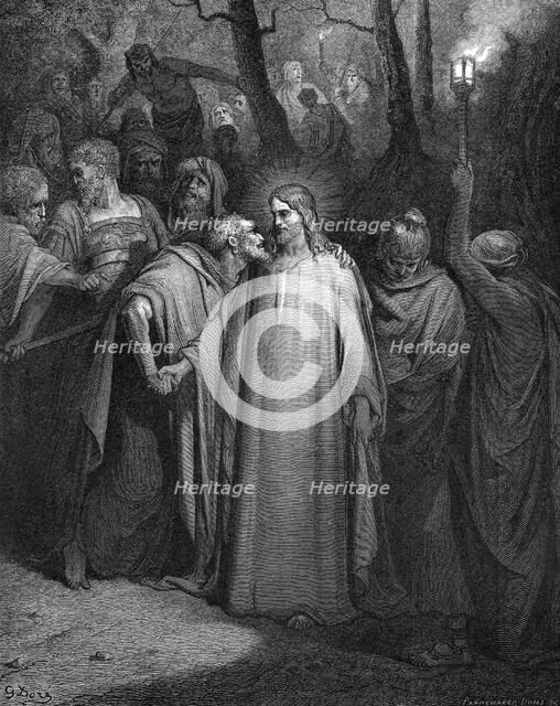 Judas betraying Christ with a kiss, 1866. Artist: Gustave Doré