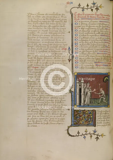 Judas Dispatching a Letter from the Jews of Jerusalem to the Jews in Egypt, about 1360-1370. Creator: Master of Jean de Mandeville.