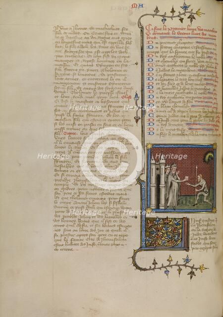 Judas Dispatching a Letter from the Jews of Jerusalem to the Jews in Egypt, about 1360-1370. Creator: Master of Jean de Mandeville.