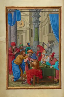 Judas Receiving the Thirty Pieces of Silver, about 1525-1530. Creator: Simon Bening