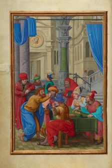 Judas Receiving the Thirty Pieces of Silver, about 1525-1530. Creator: Simon Bening