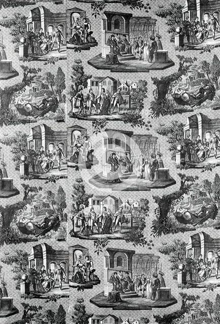Judgement of Clara (Furnishing Fabric), Rouen, c. 1815. Creator: Unknown.