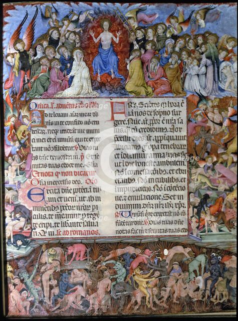Judgement Day, miniature in the manuscript 'Missal of Saint Eulalia', 1400-1405, by Rafael Destor…