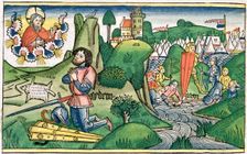 Judges 6:36: Gideon puts out the fleece. Creator: Unknown