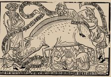 Judensau (Jews sow), ca 1470. Creator: Anonymous