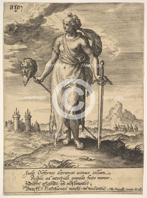 Judith, from Willem van Haecht, Tyrannorum proemia, 1578, 1578. Creator: Hieronymous Wierix.