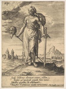 Judith, from Willem van Haecht, Tyrannorum proemia, 1578, 1578. Creator: Hieronymous Wierix
