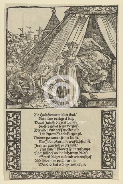 Judith with the Head of Holophernes, from Das Büchle Memorial, 1533. Creator: Hans Schäufelein the Elder.