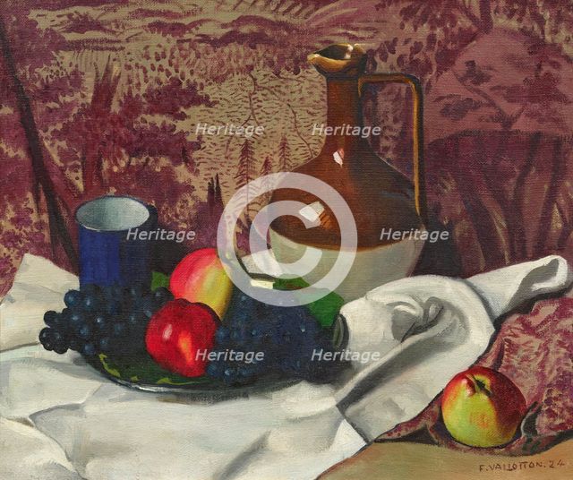 Jug and fruit, 1924. Creator: Vallotton, Felix Edouard (1865-1925).
