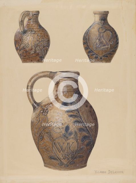 Jug, c. 1938. Creator: Yolande Delasser.