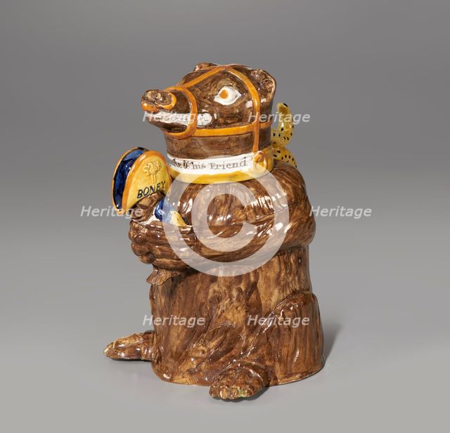 Jug In The Form Of A Bear Holding A Caricature Of Napoleon Bonaparte, c1813. Creator: Unknown.
