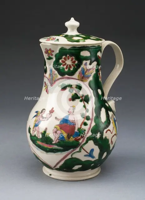 Jug with Cover, Staffordshire, c. 1760. Creator: Staffordshire Potteries.