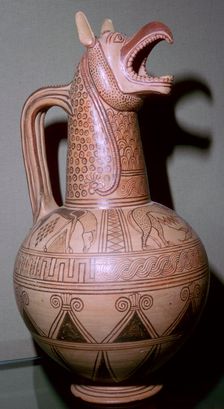 Jug with a griffin-head spout, Greek, c675-c650 BC