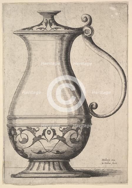 Jug with arabesques on the base, 1625-77. Creator: Wenceslaus Hollar.