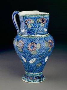Jug with flowers against a fish-scale background, 1530-1550