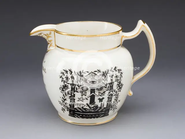 Jug with Masonic Iconography, Stoke on Trent, 1824. Creator: Spode Ceramic Works.