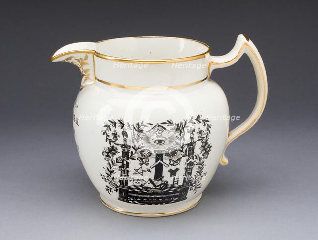 Jug with Masonic Iconography, Stoke on Trent, 1824. Creator: Spode Ceramic Works.