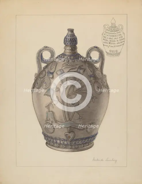 Jug with Stopper, c. 1937. Creator: Gertrude Lemberg.
