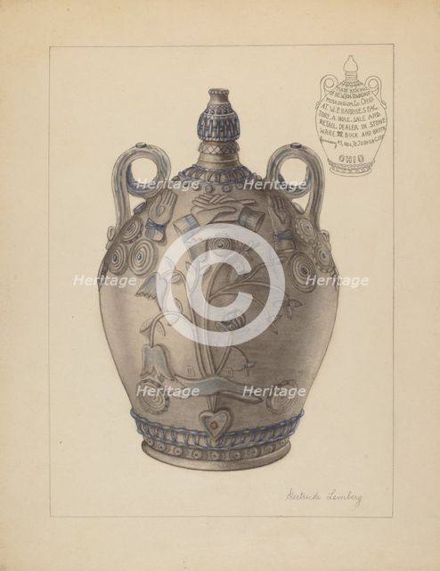 Jug with Stopper, c. 1937. Creator: Gertrude Lemberg.