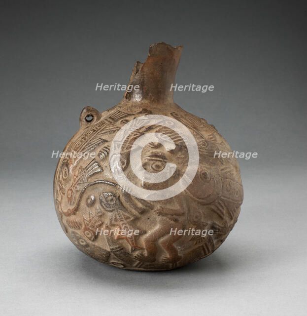 Jug with Relief Depicing Fishing Scene, 100 B.C./A.D. 500. Creator: Unknown.
